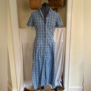 Plaid Collared Midi Shirt Dress